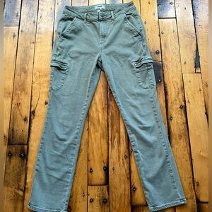 Paige Women’s 28 Cargo Pants Mid Rise Boho Olive Army Green Military